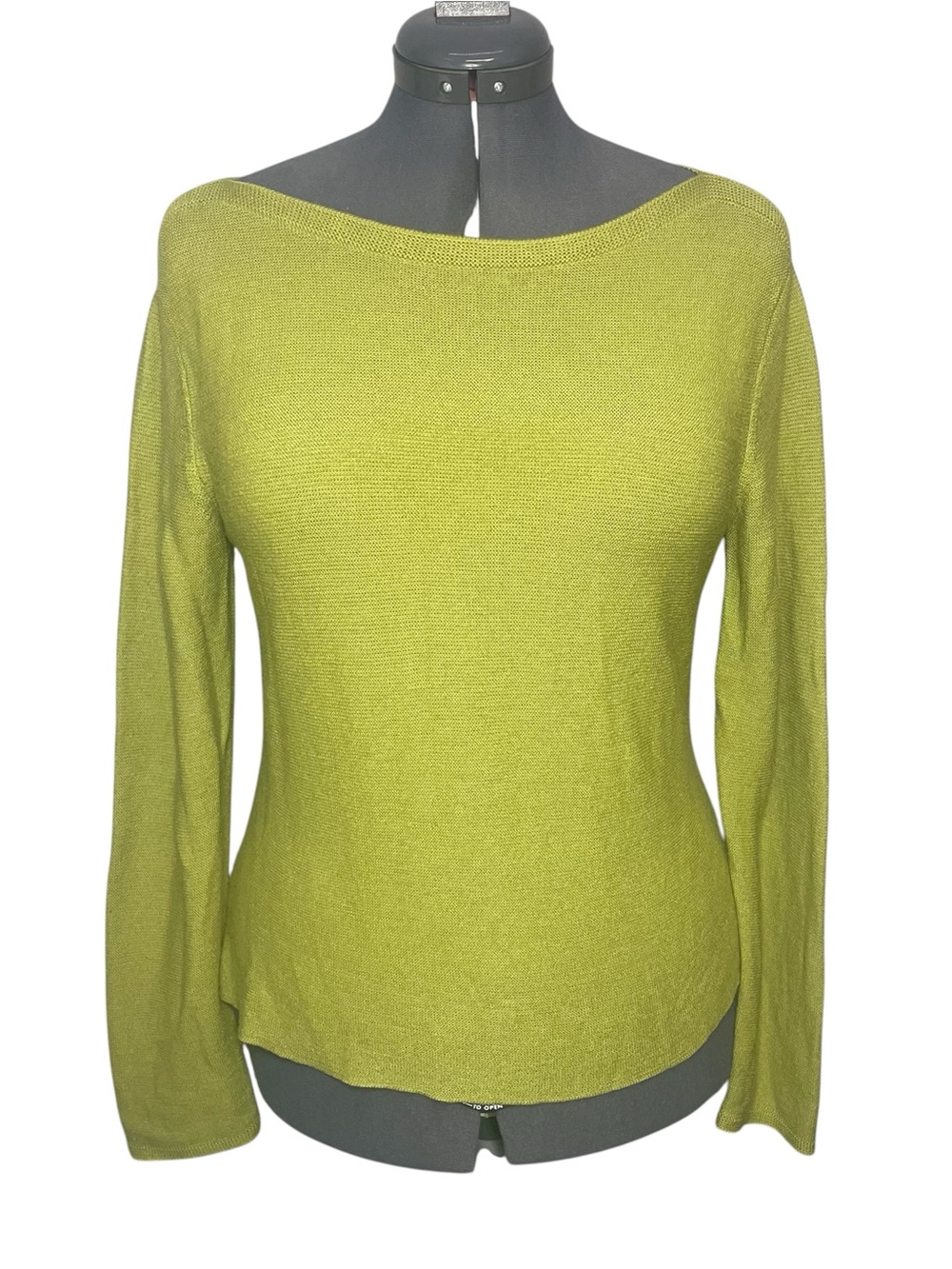 Eileen Fisher Boatneck Pullover Merino Wool Sweater Medium M Chartreuse Citron